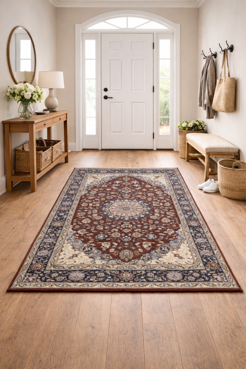 Red Floral Classic 3X5 Indo-Kashan Oriental Rug