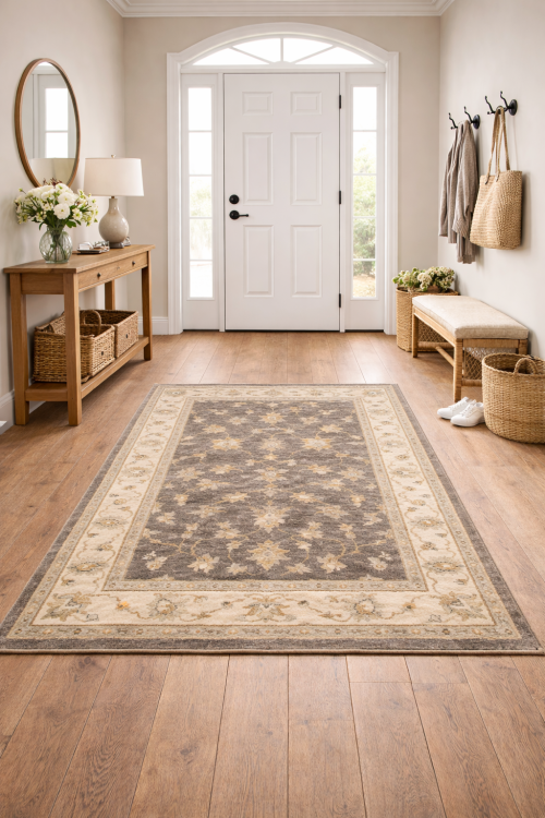 Dark Brown Floral 4X6 Peshawar Pakistan Oriental Rug