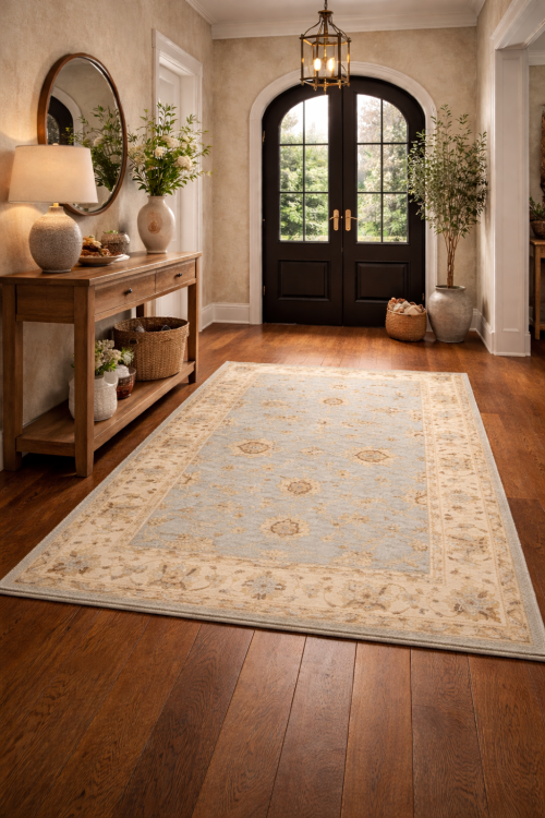 Light Blue Floral 4X6 Peshawar Pakistan Oriental Rug