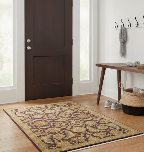 4'1 x 5'10 Hand Knotted Agra Jaipur Floral Wool Rug