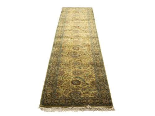 Golden Beige Floral Classic 3X13'5 Agra Jaipur Oriental Runner Rug