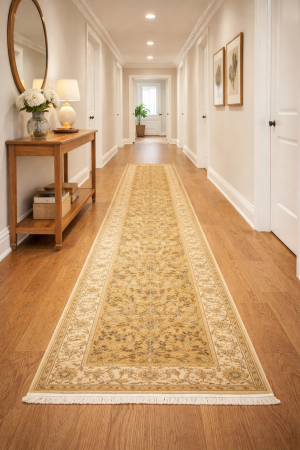 Golden Beige Floral Classic 3X14 Agra Jaipur Oriental Runner Rug