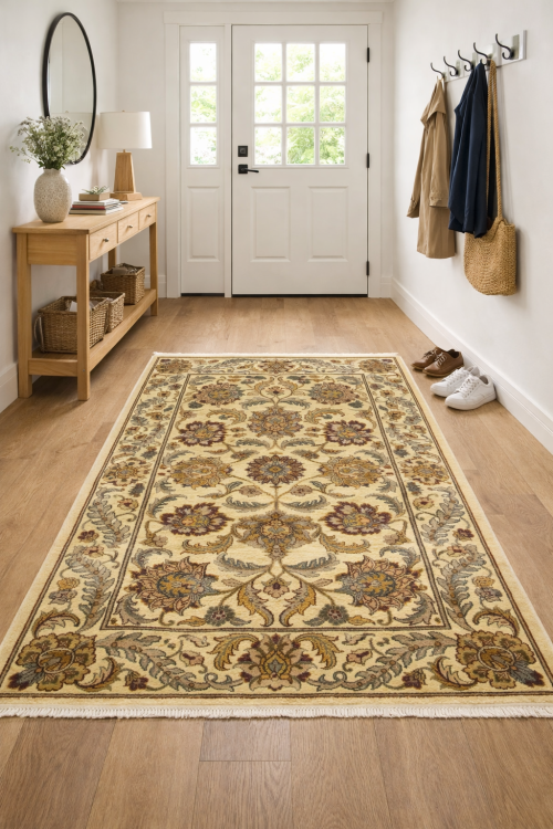 Golden Beige Floral Classic 4X6'5 Agra Jaipur Oriental Rug