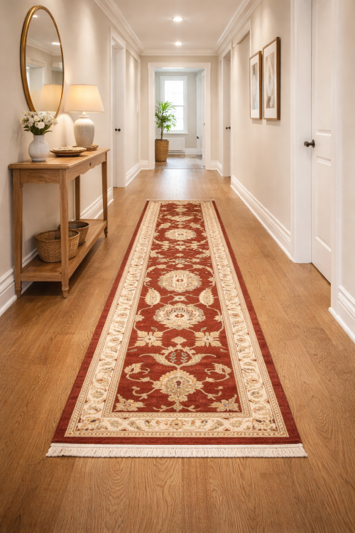 Scarlet Red Floral 3X9 Peshawar Pakistan Oriental Runner Rug