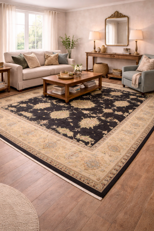 Charcoal Classic Floral 8X11 Oriental Tibetan Rug