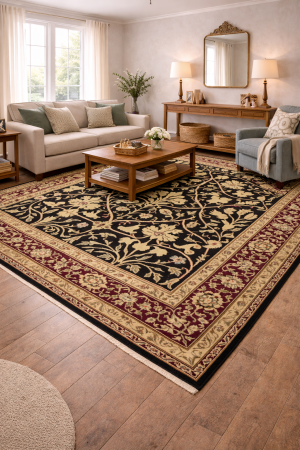 Black Floral Style 8X10 Modern Oriental Rug