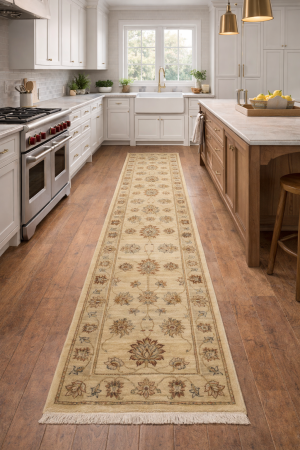 Beige Floral 3X12 Peshawar Pakistan Oriental Runner Rug