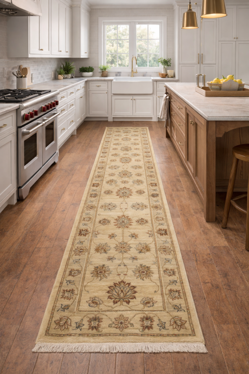 Beige Floral 3X12 Peshawar Pakistan Oriental Runner Rug