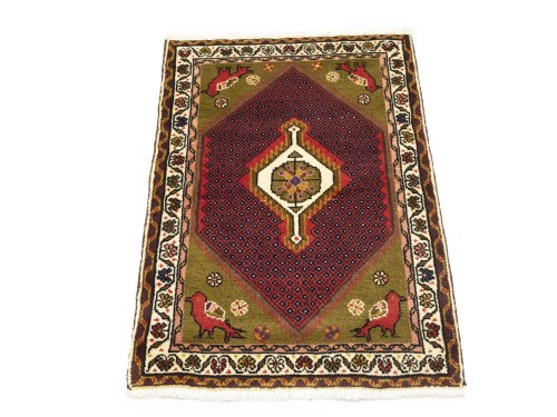 Khaki Floral Tribal 2X3 Hamedan Persian Rug