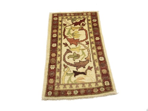 Cream Floral Chobi Peshawar 2X3 Pakistan Oriental Rug