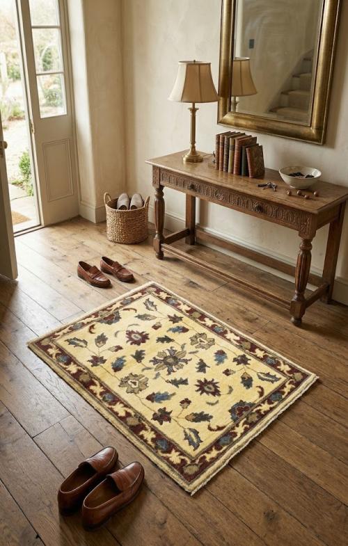 Cream Floral Chobi Peshawar 2X2'6 Pakistan Oriental Rug