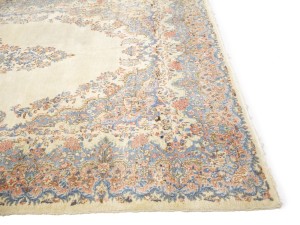 Semi Antique Cream Traditional Floral 9X17 Kerman Persian Rug