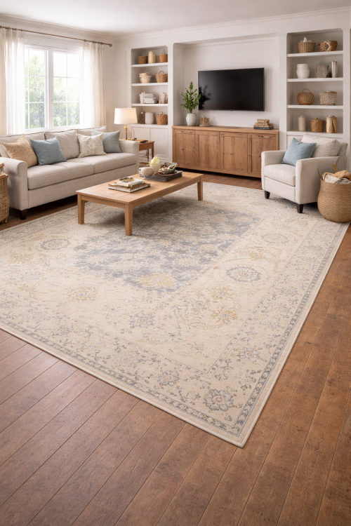 Gray Floral 9X12 Oushak Oriental Rug