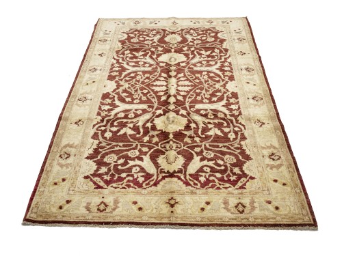Rusty Maroon Floral Chobi Peshawar 5X8 Pakistan Oriental Rug