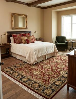 6'0 x 9'2 hand Knotted Red Agra Jaipur Floral Wool Rug