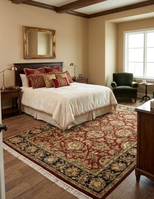 6'0 x 9'2 hand Knotted Red Agra Jaipur Floral Wool Rug
