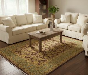 Burgundy Floral Classic 6X9 Agra Jaipur Oriental Rug