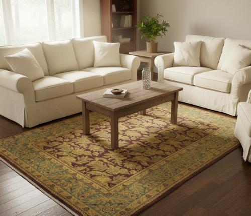 Burgundy Floral Classic 6X9 Agra Jaipur Oriental Rug