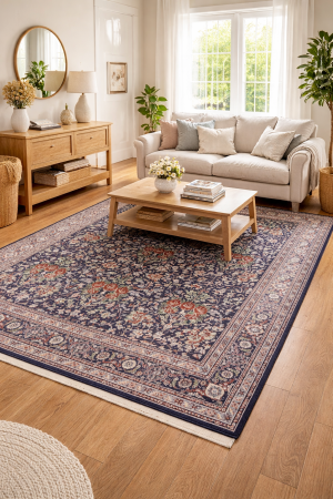 Purple-navy Traditional Floral 6X9 Kerman Pakistan Rug