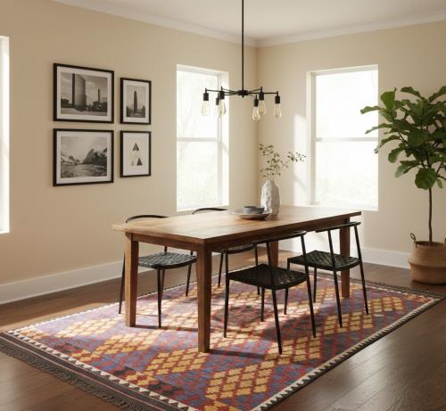 Multicolored Geometric Tribal 6'6X9'9 Kilim Afghan Oriental Rug