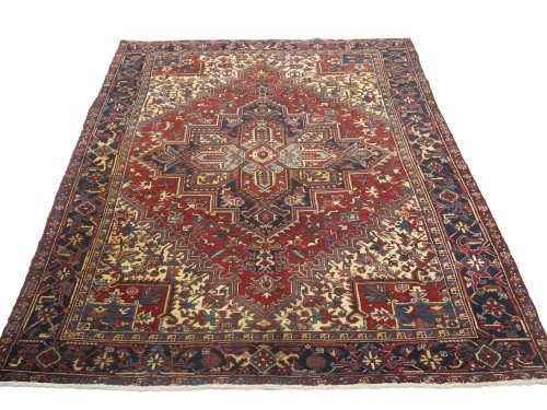 Vintage Red Floral 8X11 Heriz Persian Rug