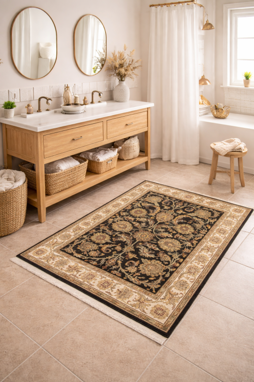 Black Floral Classic 4X6 Agra Jaipur Oriental Rug