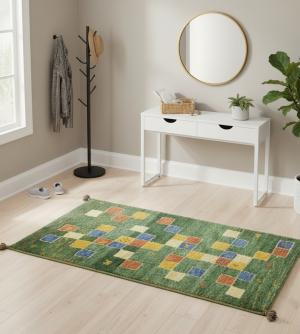 Green Tribal 2'6X4 Indo-Gabbeh Oriental Rug