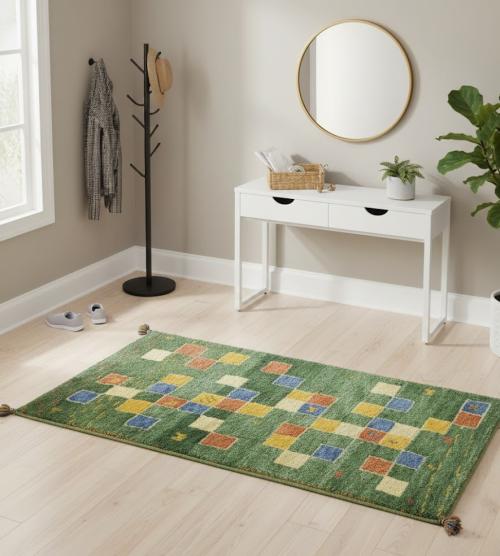 Green Tribal 2'6X4 Indo-Gabbeh Oriental Rug