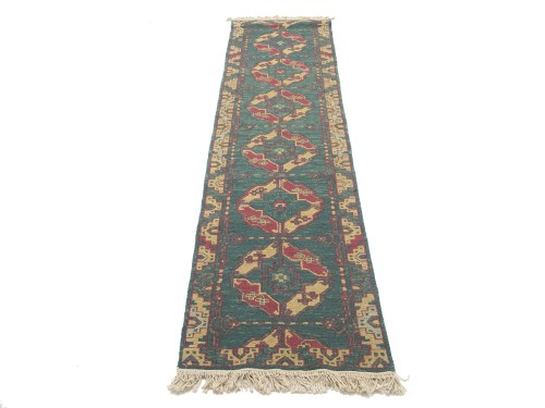 Green Tribal Kelim 2X8 Sumak Persian Runner Rug