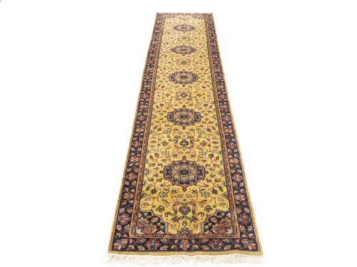 Golden Beige Floral 2'6X12 Oushak Oriental Runner Rug