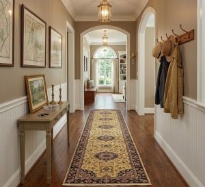 Golden Beige Floral 2'6X12 Oushak Oriental Runner Rug