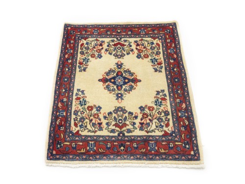 Vintage Cream Floral 2'3X2'8 Sarouk Persian Rug