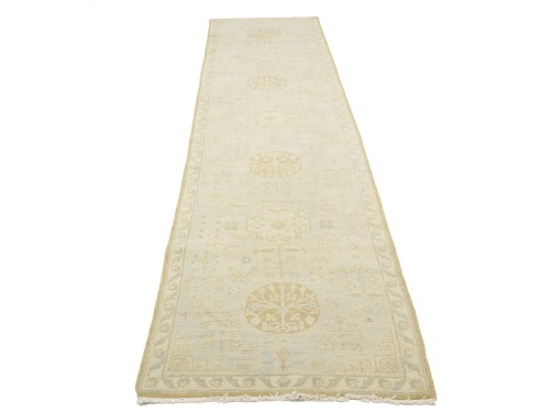 Cream Floral Oushak 3X11'5 Turkish Oriental Runner Rug