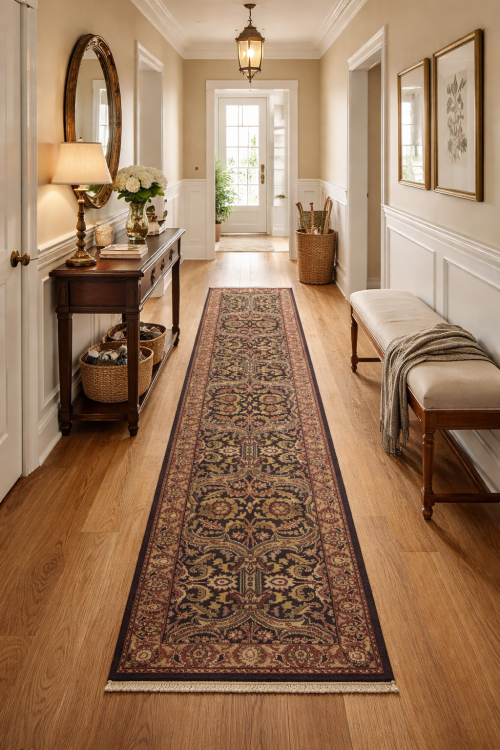 Black Floral Classic 3X12 Agra Jaipur Oriental Runner Rug