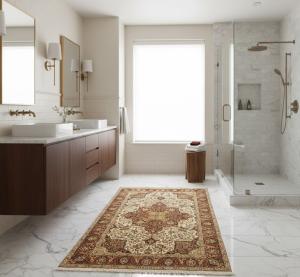 4'0 x 6'3 Hand Knotted Cream Floral Agra Jaipur Wool Rug