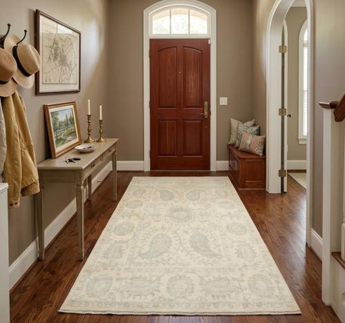 Beige Floral Chobi Peshawar 4X6 Pakistan Oriental Rug