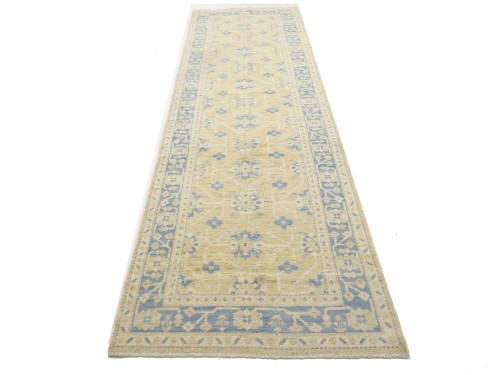 Beige Floral Khotan 3X12 Oushak Oriental Runner Rug