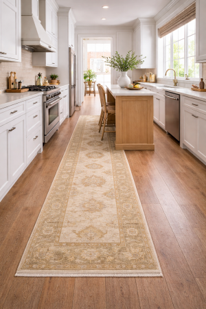 Floral Muted Oushak 3'6X12'7 Turkish Oriental Runner Rug