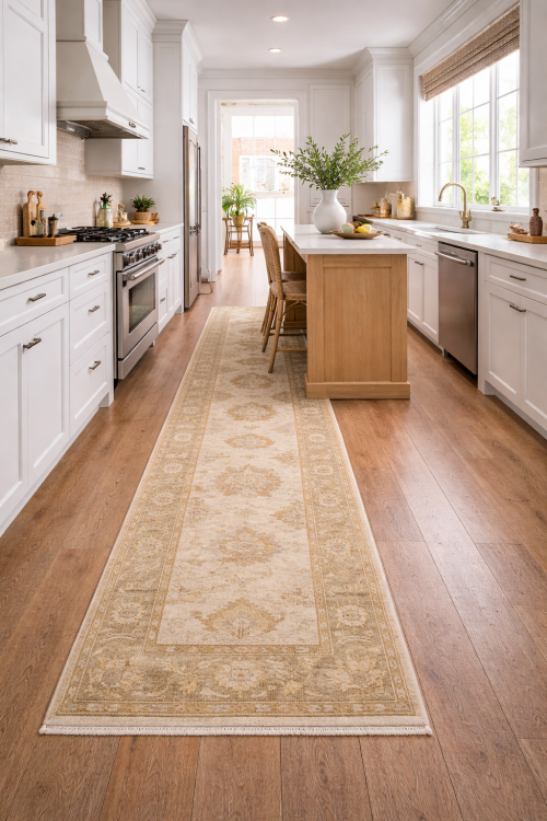 Floral Muted Oushak 3'6X12'7 Turkish Oriental Runner Rug