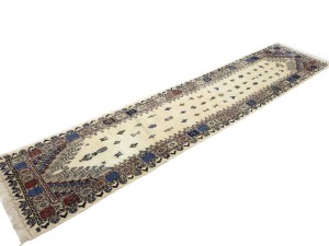 Vintage Cream Pictorial Tribal 2X11 Oriental Runner Rug