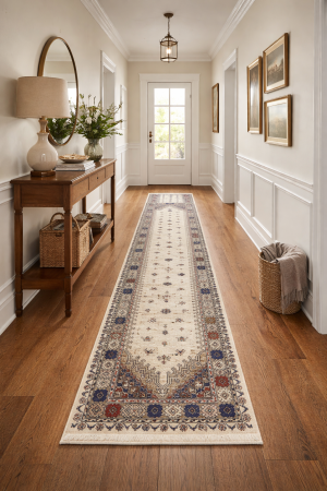 Vintage Cream Pictorial Tribal 2X11 Oriental Runner Rug