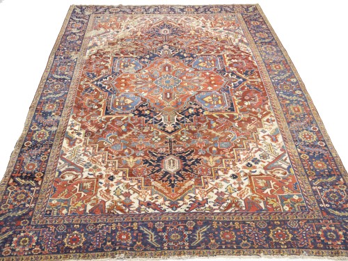 Semi Antique Red Floral 9X12 Heriz Persian Rug