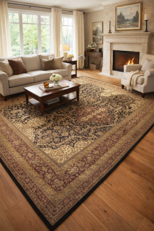 Black Floral Classic 8'7X11'9 Agra Jaipur Oriental Rug