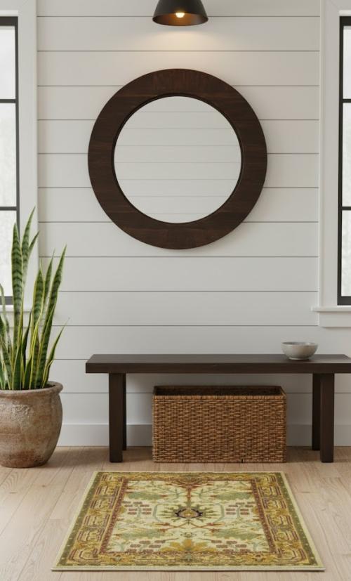 Beige Floral 2'6 x 3'11 Oushak Chobi Oriental Rug