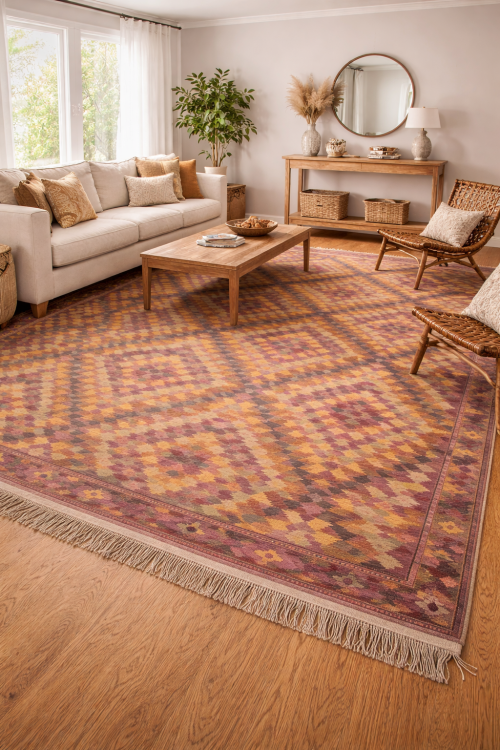 Multicolored Geometric Reversible 10X15 Kilim Oriental Rug