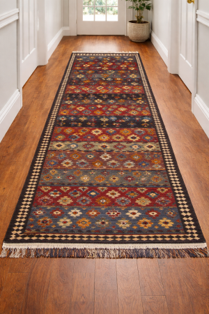 Multicolored Geometric Reversible 4'7X10'8 Kilim Oriental Rug