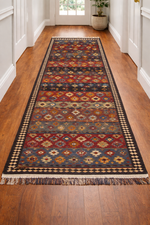 Multicolored Geometric Reversible 4'7X10'8 Kilim Oriental Rug
