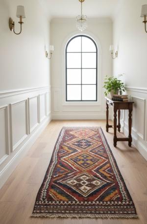 Red Vintage Tribal 4'3 x 12'5 Kelim Runner Rug