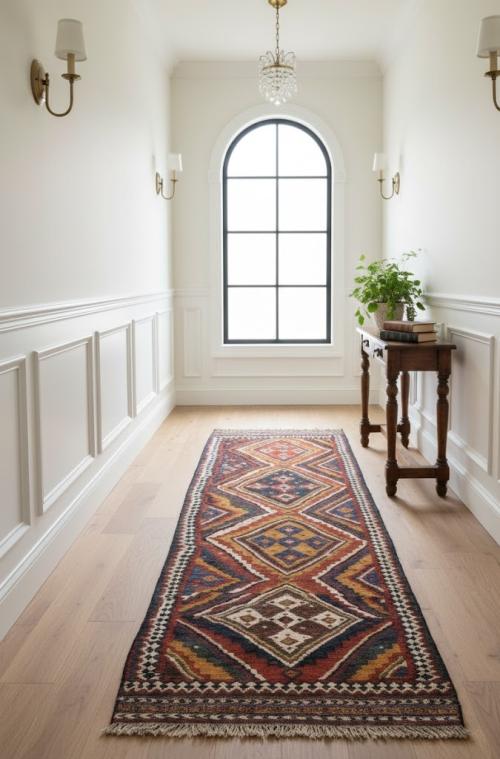 Red Vintage Tribal 4'3 x 12'5 Kelim Runner Rug