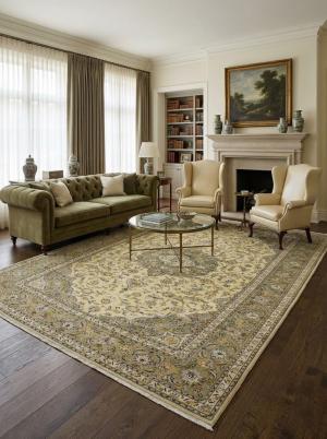 Vintage Beige Traditional 8X11 Kashan Persian Rug